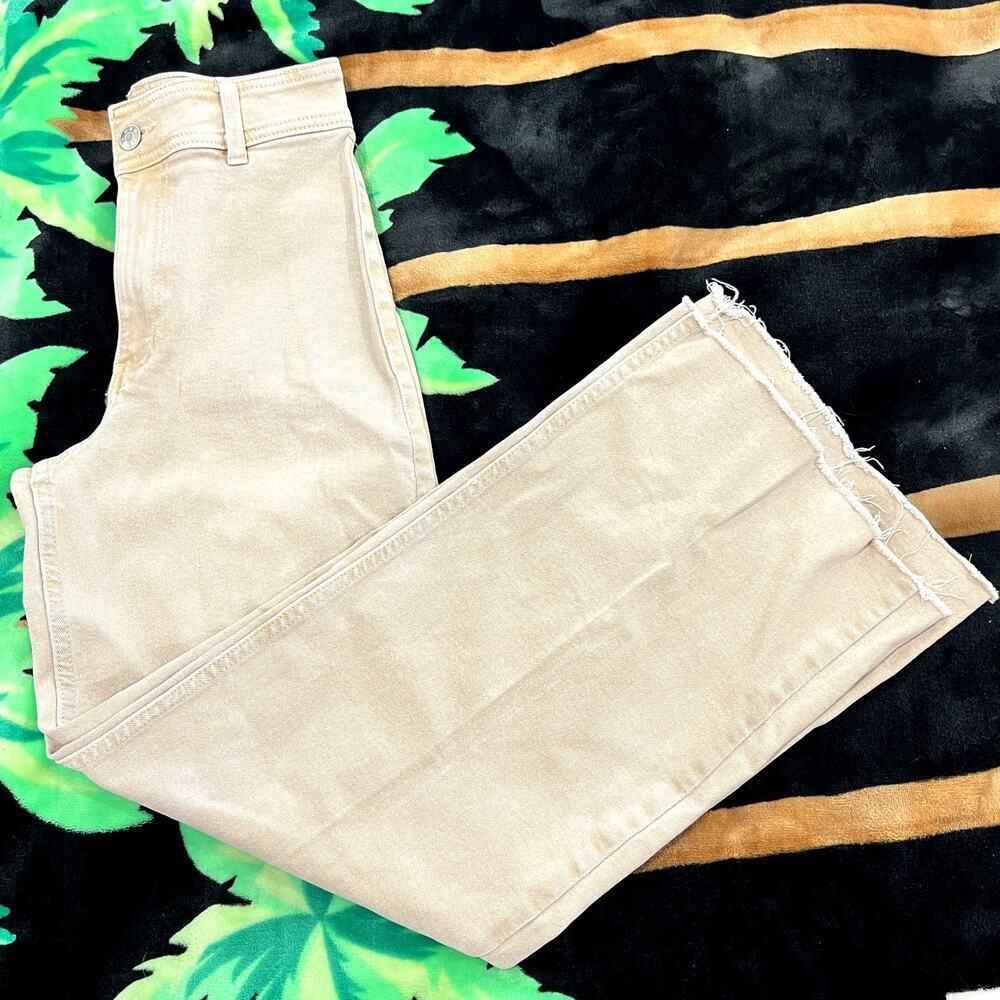 Mango Tan Culotte High Waist Jeans Catherine Wide Leg Size 2 - Picture 2 of 6